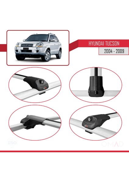 Hyundai Tucson (Jm) 2004-2009 Arası ile Uyumlu Ace-1 Ara Atkı Tavan Barı Gri fırsatları
