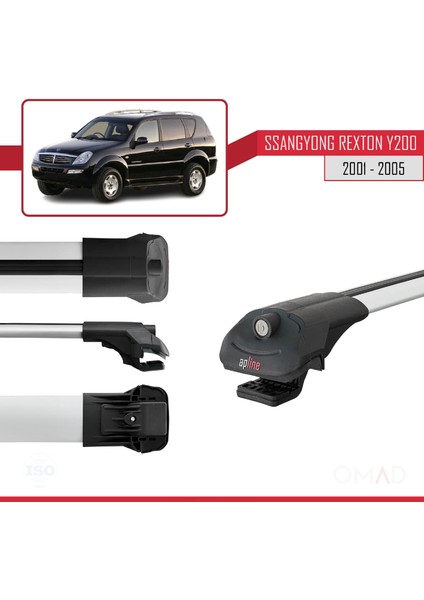 Ssangyong Rexton Y200 2001-2005 Arası ile Uyumlu Ace-1 Ara Atkı Tavan Barı Gri