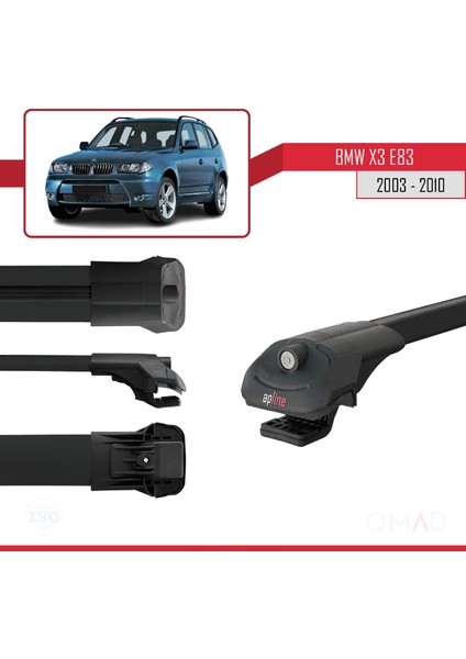 Bmw X3 E83 2003-2010 Arası ile Uyumlu Ace-1 Ara Atkı Tavan Barı Siyah modelleri