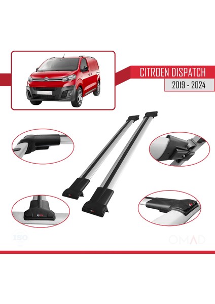 Citroen Dispatch 2019 ve Sonrası ile Uyumlu Fly Model Ara Atkı Tavan Barı Gri modelleri