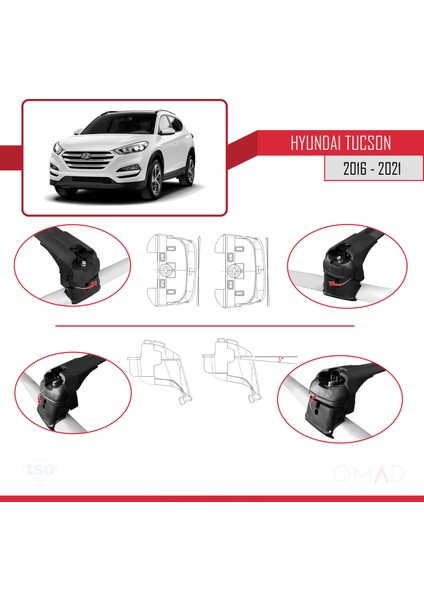 Hyundai Tucson (Tl) 2016-2021 Arası ile Uyumlu Ace-2 Ara Atkı Tavan Barı Siyah indirimleri