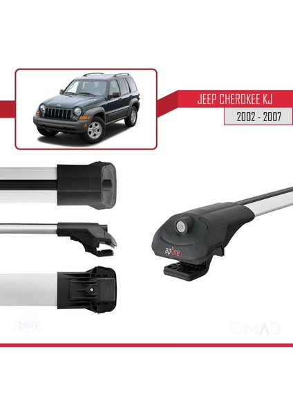 Jeep Cherokee (Kj) 2002-2007 Arası ile Uyumlu Ace-1 Ara Atkı Tavan Barı Gri