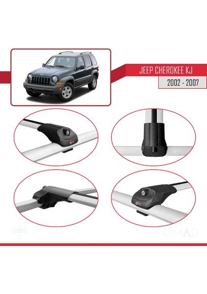Jeep Cherokee (Kj) 2002-2007 Arası ile Uyumlu Ace-1 Ara Atkı Tavan Barı Gri