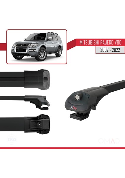 Mitsubishi Pajero (V80) 2007-2022 Arası ile Uyumlu Ace-1 Ara Atkı Tavan Barı Siyah modelleri