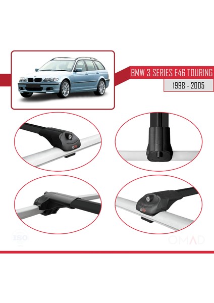 Bmw 3 Serisi Için Estate - Tourıng (E46) 1998-2005 Arası ile Uyumlu Ace-1 Ara Atkı Tavan Barı Siyah fırsatları