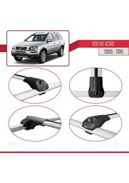 Volvo XC90 2003-2015 Arası ile Uyumlu Ace-1 Ara Atkı Tavan Barı Gri fırsatları