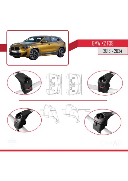 Bmw X2 F39 2018 ve Sonrası ile Uyumlu Ace-2 Ara Atkı Tavan Barı Gri fırsatları