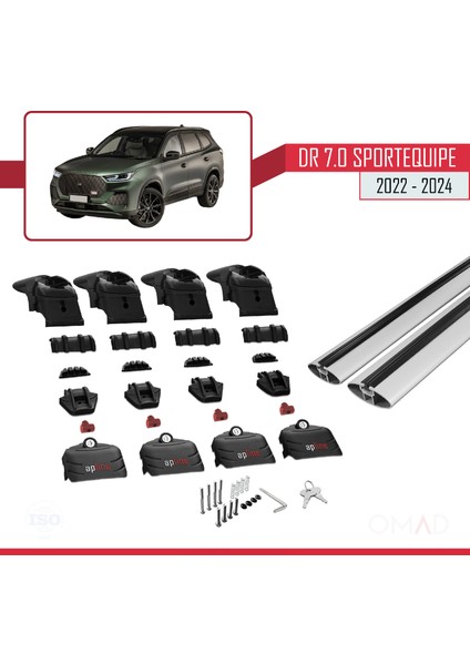 Dr 7.0 Sportequipe 7 (It) 2022 ve Sonrası ile Uyumlu Ace-2 Ara Atkı Tavan Barı Gri