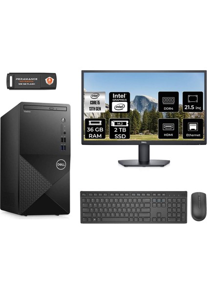 Vostro 3020 Intel Core I5 13400 36GB 2tb SSD 21.5" Fhd Monitör Fdos N2046VDT3020MTU Masaüstü Bilgisayar & Per4 USB Bellek N2046VDT3020MTUMNT334