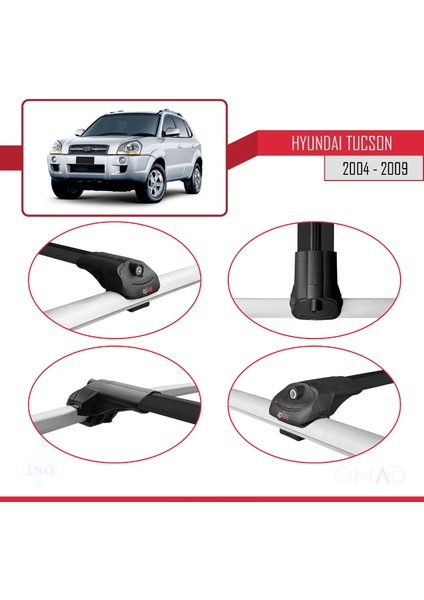 Hyundai Tucson (Jm) 2004-2009 Arası ile Uyumlu Ace-1 Ara Atkı Tavan Barı Siyah