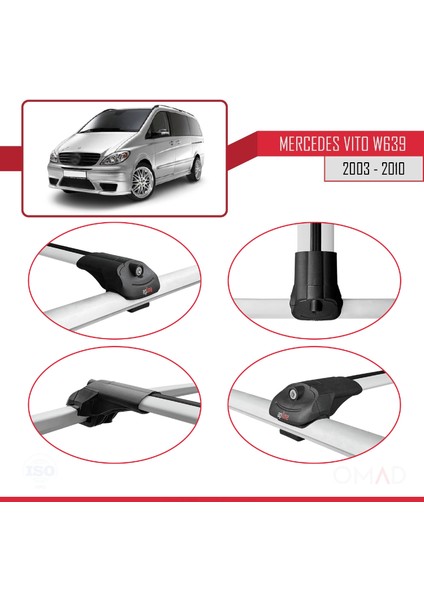 Mercedes Vito (W639) 2003-2010 Arası ile Uyumlu Ace-1 Ara Atkı Tavan Barı Gri fırsatları