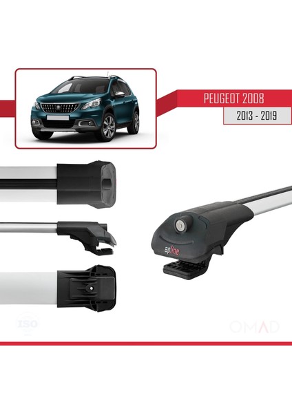 Peugeot 2008 2013-2019 Arası ile Uyumlu Ace-1 Ara Atkı Tavan Barı Gri modelleri