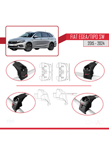 Fiat Egea/tipo Sw 2015 ve Sonrası ile Uyumlu Ace-2 Ara Atkı Tavan Barı Gri