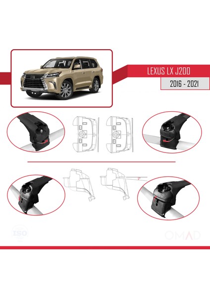 Lexus Lx (J200) 2016-2021 Arası ile Uyumlu Ace-2 Ara Atkı Tavan Barı Siyah indirimleri