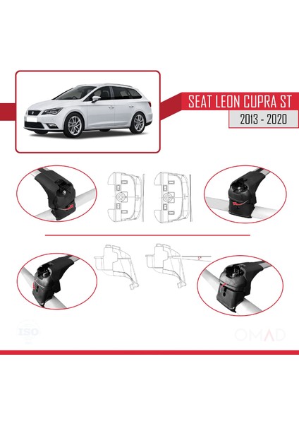 Seat Leon Cupra St 2013-2020 Arası ile Uyumlu Ace-2 Ara Atkı Tavan Barı Gri fırsatları