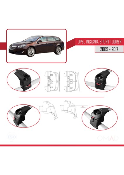 Opel - Vauxhall Insignia Sport Tourer 2009-2017 Arası ile Uyumlu Ace-2 Ara Atkı Tavan Barı Gri indirimleri
