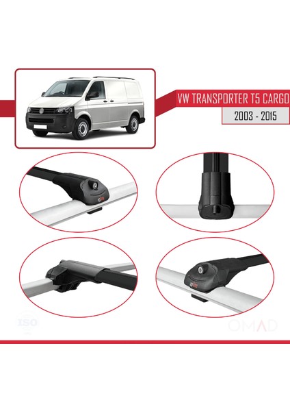 Volkswagen Transporter (T5) 2003-2015 Arası ile Uyumlu Ace-1 Ara Atkı Tavan Barı Siyah