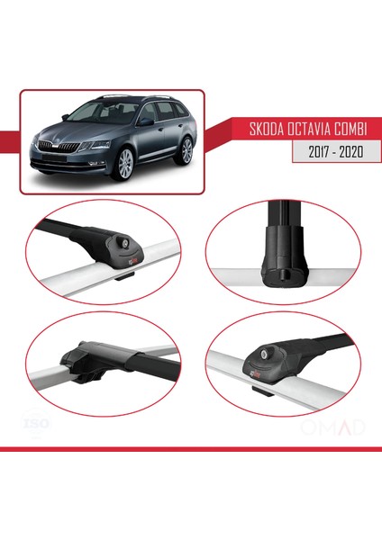 Skoda Octavia Combi 2017-2020 Arası ile Uyumlu Ace-1 Ara Atkı Tavan Barı Siyah