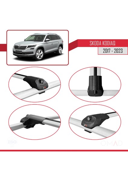 Skoda Kodiaq 2017-2023 Arası ile Uyumlu Ace-1 Ara Atkı Tavan Barı Gri