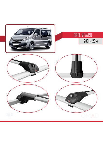 Opel Vivaro 2001-2014 Arası ile Uyumlu Ace-1 Ara Atkı Tavan Barı Gri