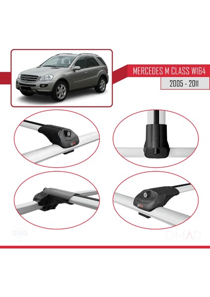 Mercedes M Class (W164) 2005-2011 Arası ile Uyumlu Ace-1 Ara Atkı Tavan Barı Gri fırsatları