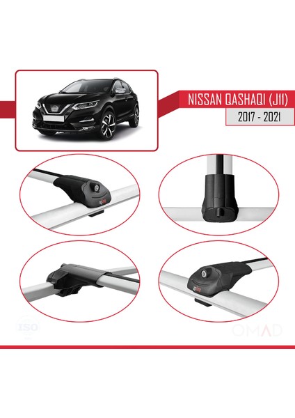 Nissan Qashqai 2017-2021 Arası ile Uyumlu Ace-1 Ara Atkı Tavan Barı Gri fırsatları