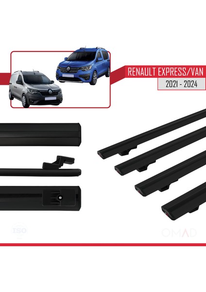 Renault Express 2021 ve Sonrası ile Uyumlu Basıc Model Ara Atkı Tavan Barı Siyah 4 Adet modelleri