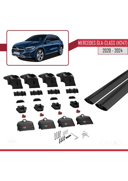 Mercedes Gla-Class (H247) 2020 ve Sonrası ile Uyumlu Ace-2 Ara Atkı Tavan Barı Siyah