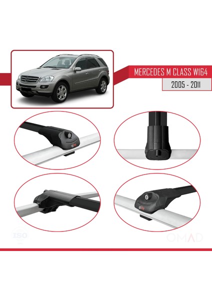Mercedes M Class (W164) 2005-2011 Arası ile Uyumlu Ace-1 Ara Atkı Tavan Barı Siyah 3 Adet Bar fırsatları