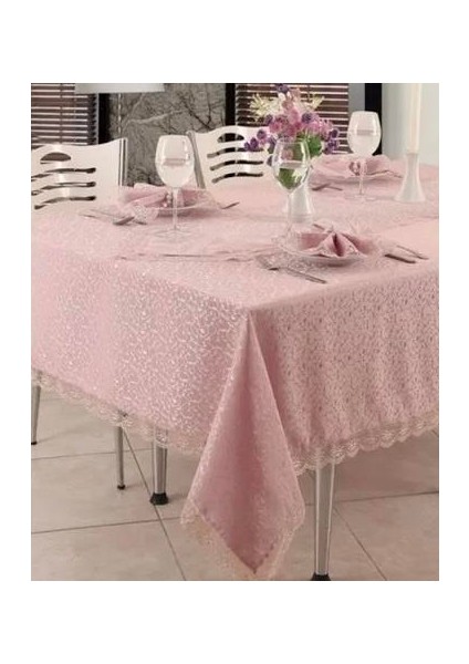 Masa Örtüsü Takımı Yemek Seti Pudra Pembe