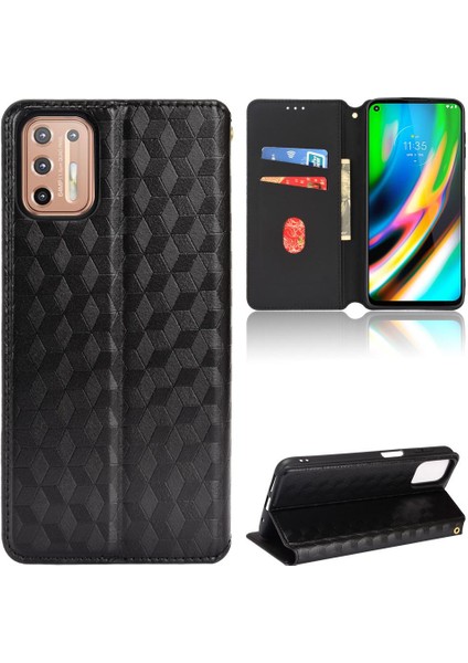 Motorola Moto G9 Artı Kart Yuvaları Tutucu Manyetik Kapatma 3D Pu (Yurt Dışından)