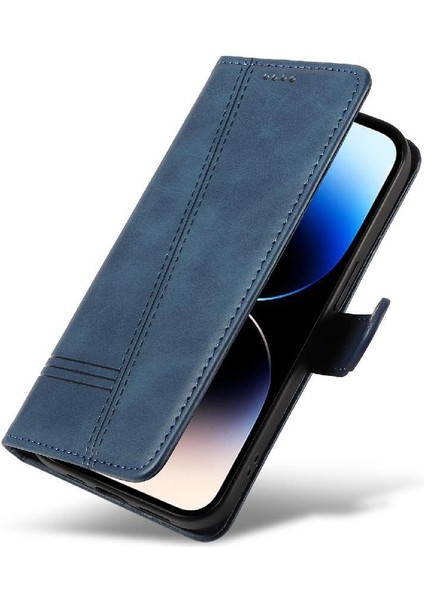 IPhone 14 Için Filp Durumda Pro Max Kredi Kartı Yuvası ile Preslenmiş Pu Deri (Yurt Dışından)