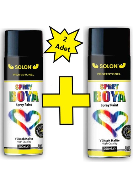 2 Adet Parlak Siyah Sprey Boya 200ml.