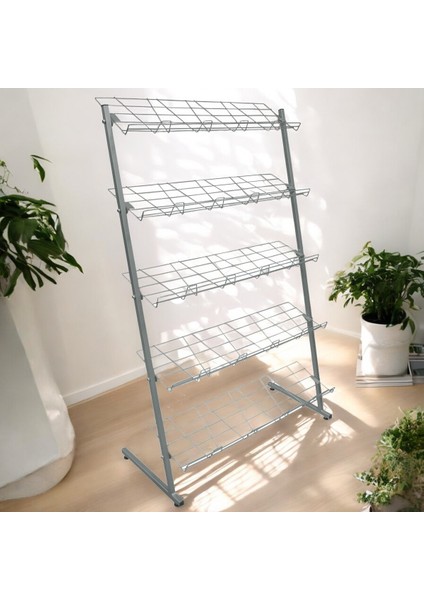 Ayakkabı Terlik Standı 90CM 5 Raf Gri