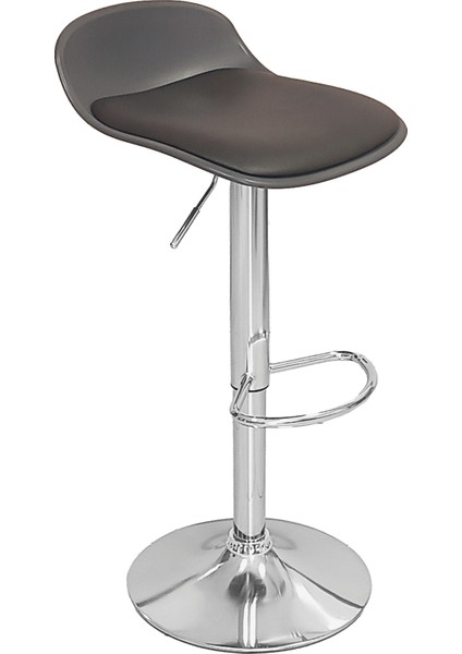 Ilgaz Bar Sandalyesi Beyaz Siyah Deri Minderli Amortisörlü Metal Krom Ayaklı Bar Taburesi