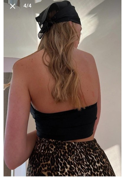 Halka Detaylı Dekolteli Kadın Siyah Crop Bluz Elit fiyatları