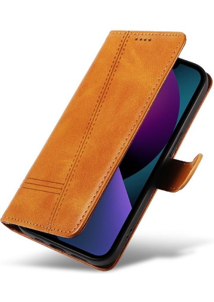 IPhone 13 Mini Için Filp Durumda Preslenmiş Pu Deri Ayrılabilir Siyah Bilezik (Yurt Dışından)
