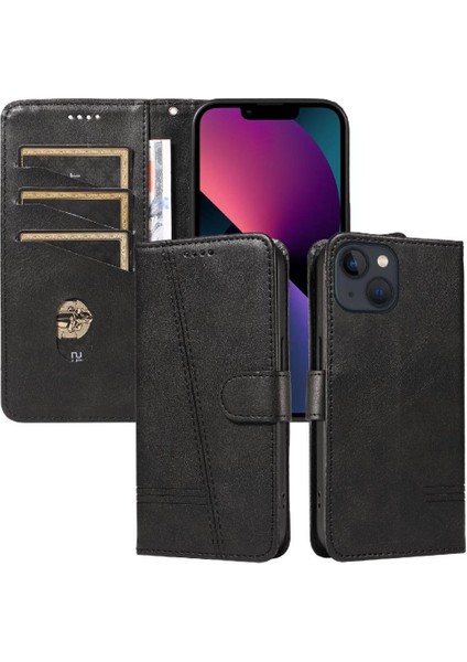 Kredi Kartı Yuvası ile IPhone 14 Artı Için Filp Durumda Ayrılabilir Siyah Pu (Yurt Dışından)