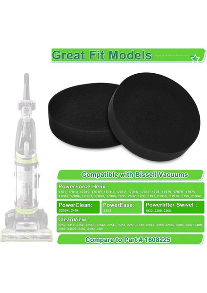 Bissell Powerforce Helix Turbo 1797 2190 Cleanview Rewind 2258 2492 2254 Elektrikli Süpürge Için Filtreyi Değiştirin, Parça 1608225 (Yurt Dışından)