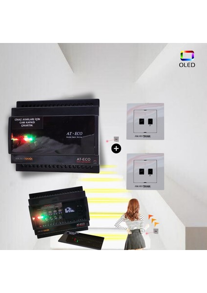 Akıllı Merdiven At-Eco OLED Serisi Akıllı Modül + 2 Adet Lazer Sensör (Profesyonel Lazer Sensör)
