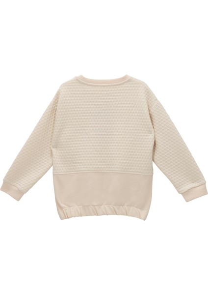 Erkek Çocuk Kapitone Nakış Detaylı Sweatshirt - Krem