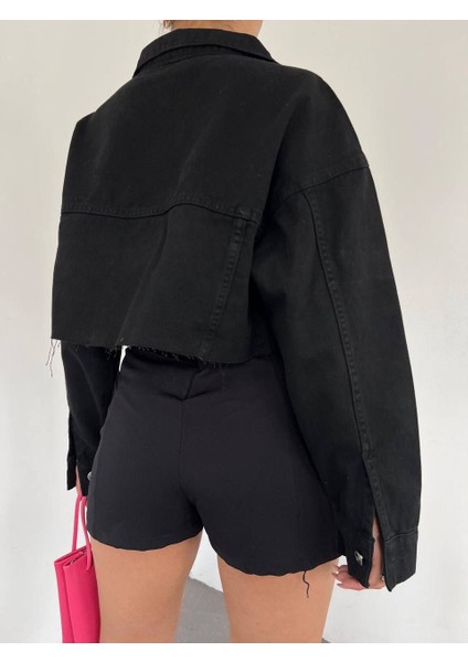 Çift Cepli Yıkamalı Crop Denim Ceket fiyatları