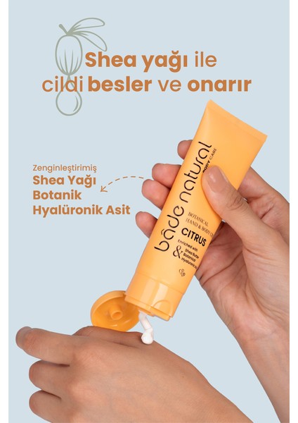 Bade Natural Citrus Bitkisel El ve Vücut Kremi %100 Doğal ve Vegan 75ML