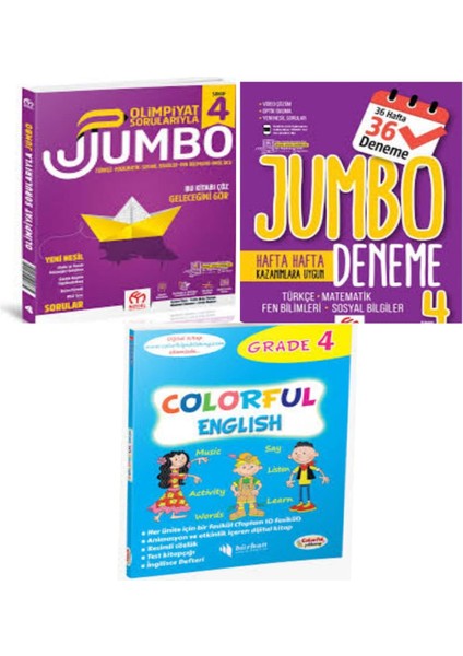 4.sınıf Olimpiyat Sorularıyla Jumbo Soru Bankası+Tüm Dersler Deneme ve Colorful English Grade 3