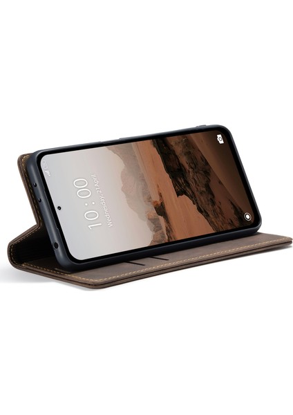 Caseme Xiaomi Redmi Note 13 5g Standı Kılıf Darbeye Dayanıklı Deri Telefon Kapağı-Kahve (Yurt Dışından)