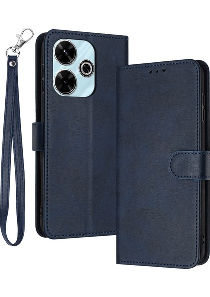 Xiaomi Redmi 13 5g/13 4g Kılıf Folio Flip Pu Deri Telefon Kapağı Buzağı Dokusu-Safir (Yurt Dışından)