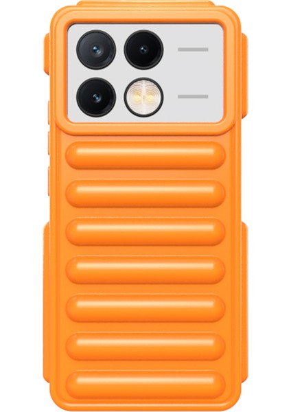 Kapsül Serisi Xiaomi Redmi K70E 5g Kılıf Tpu Nervürlü Düşmeyi Önleyici Telefon Kapağı-Turuncu (Yurt Dışından)