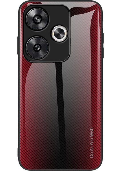 Xiaomi Poco F6 5g Telefon Kılıfı Temperli Cam + Tpu Telefon Kapağı Karbon Fiber Doku-Kırmızı (Yurt Dışından)