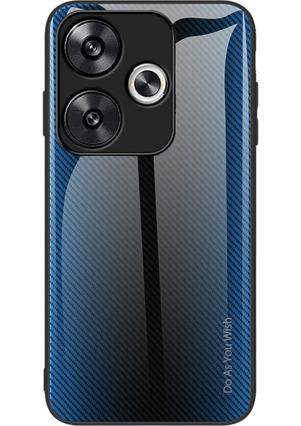 Xiaomi Poco F6 5g Telefon Kılıfı Temperli Cam + Tpu Telefon Kapağı Karbon Fiber Doku-Mavi (Yurt Dışından)