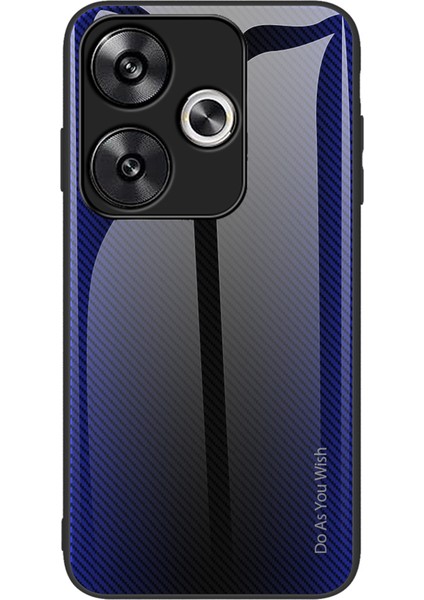 Xiaomi Poco F6 5g Telefon Kılıfı Temperli Cam + Tpu Telefon Kapağı Karbon Fiber Doku-Koyu Mavi (Yurt Dışından)